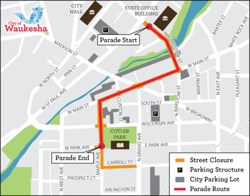 Waukesha Christmas Parade Route