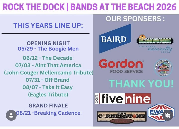 Bands at the Beach 2026 Music Schedule Rock the Dock Oconomowoc