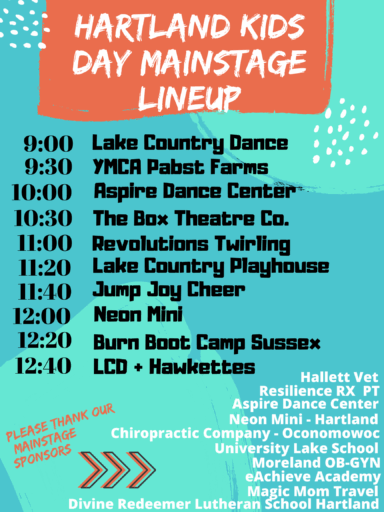 Hartland Kids Day Mainstage Lineup