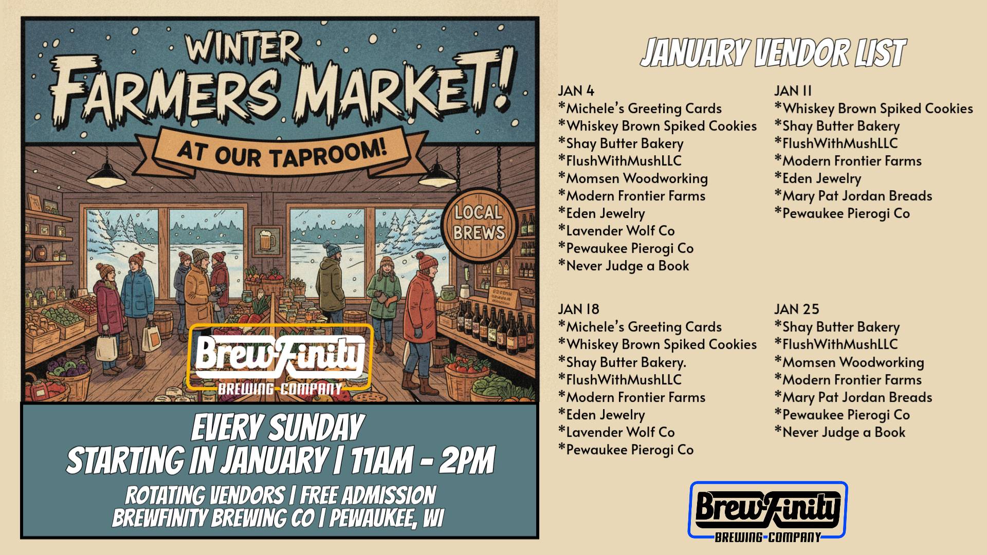 Brewfinity Brewing Pewaukee Winter Market