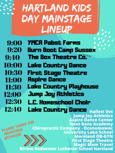 Hartland Kids Day Mainstage Lineup 2026