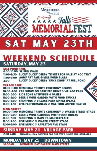 Falls Memorial Fest 2026 Schedule