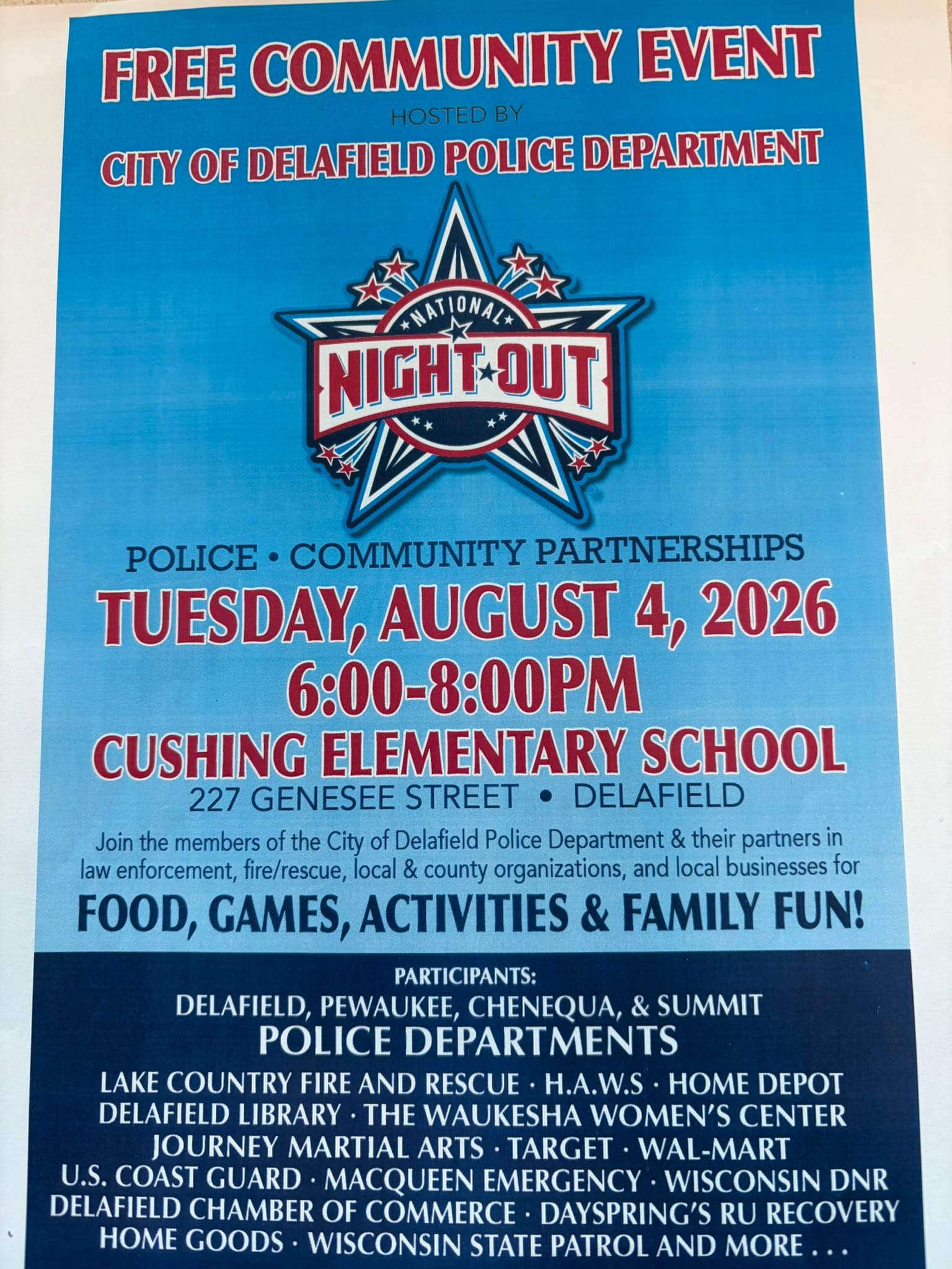 DELAFIELD NATIONAL NIGHT OUT 2026