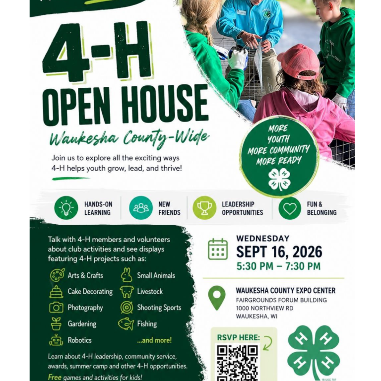Waukesha County 4-H Open House - flyer -