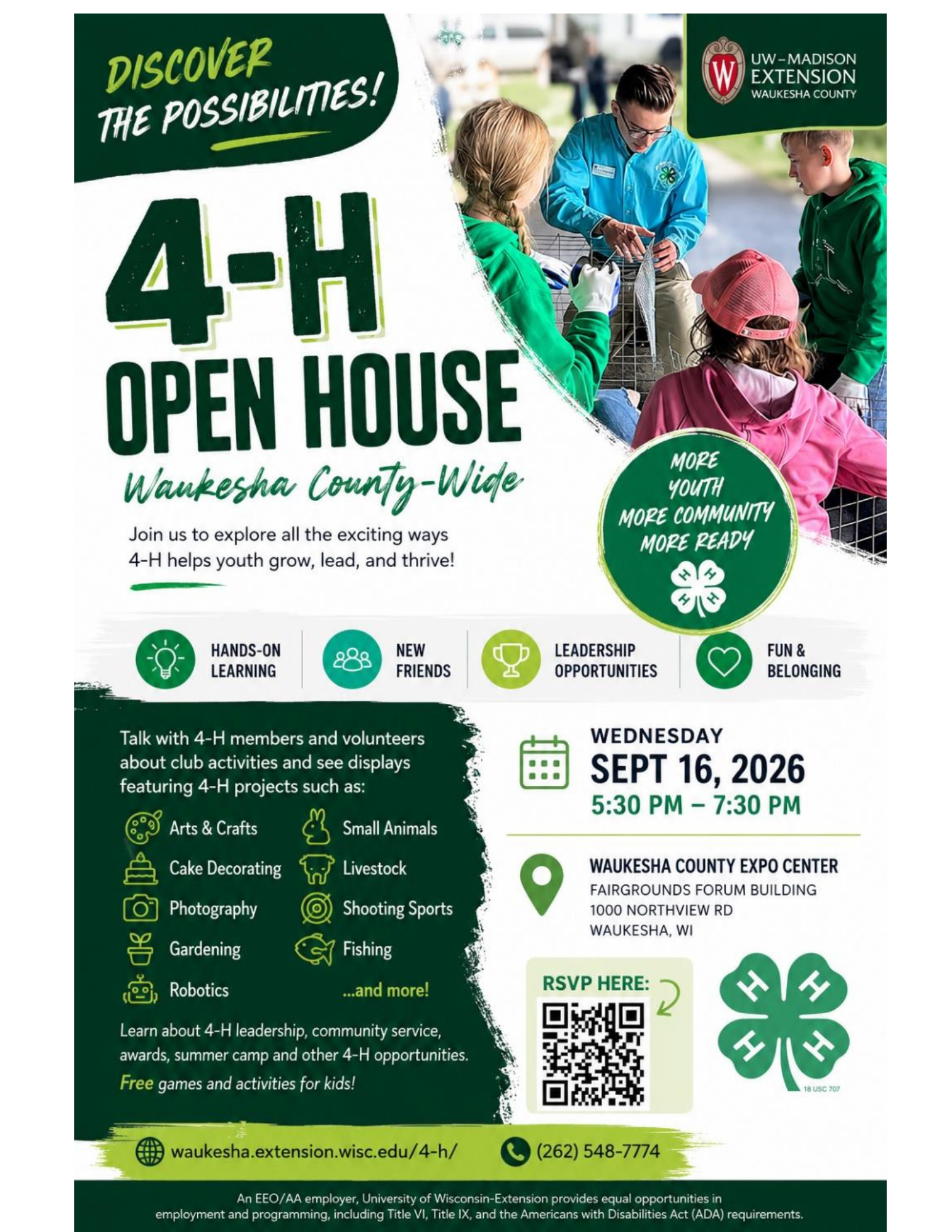 Waukesha County 4-H Open House - flyer -