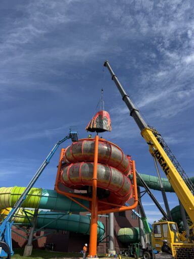 renovation topping out of volcano Vortex PLACING Wilderness Resort Wisconsin Dells